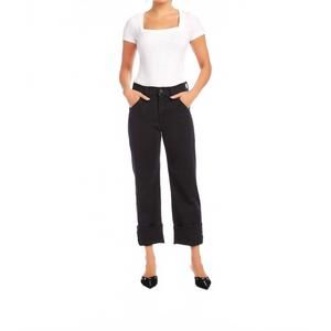 NEW FIFTEEN TWENTY clara cuffed straight leg jeans in black